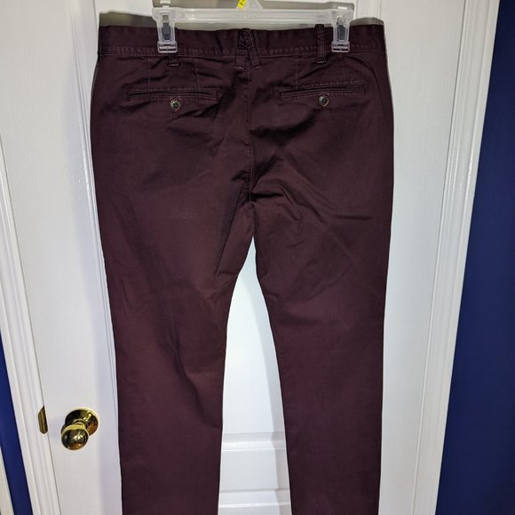 Express Slim Fit Burgundy Chinos 32x32 - Picture 2 of 9
